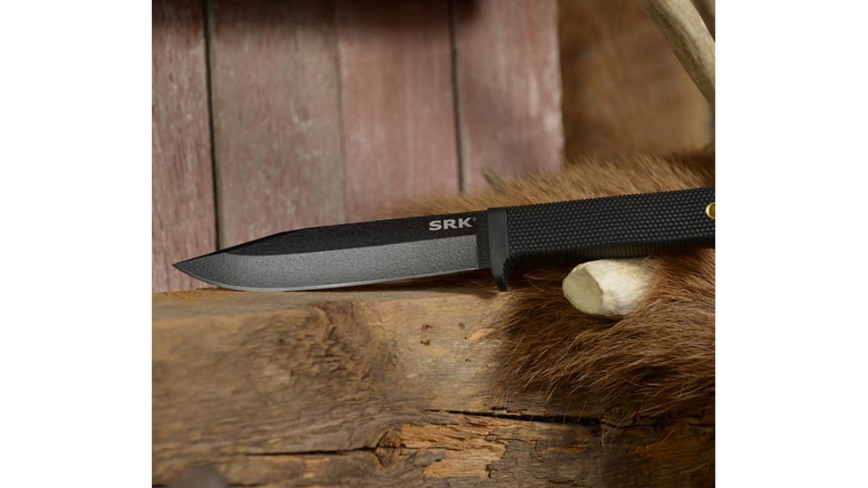 Cold Steel SRK 10.75 inch SK-5 Fixed Blade Knife w/Kray Ex Grip, Tuff-Ex Finish, Black, CS-49LCK