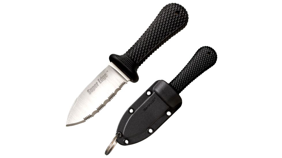 Cold Steel Super Edge Neck key Ring, Kraton Handle, Serrated, Secure-Ex Sheath, CS-42SS