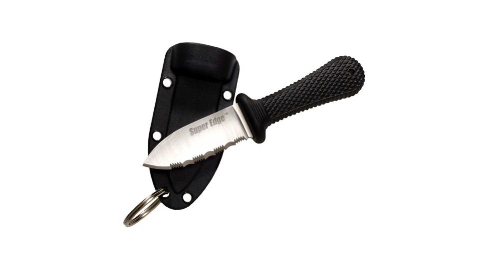 Cold Steel Super Edge Neck key Ring, Kraton Handle, Serrated, Secure-Ex Sheath, CS-42SS