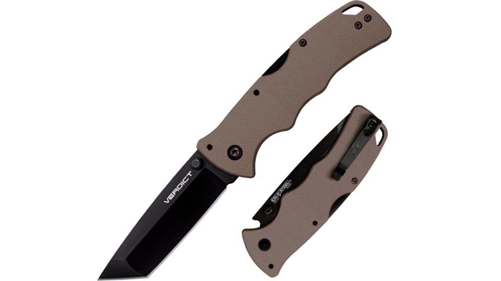 Cold Steel Gunsite Counter Point Folding Knife, 4in, Japanese AUS10A, Spear Point Blade, FDE Griv-Ex Handle, 10ABV3
