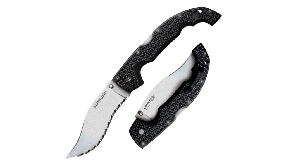 Cold Steel Voyager Vaquero Serrated Extra Large, 5.5in Blade Length, AUS10A Steel w/Thickness, Griv-Ex, Knife, CS-29AXVS