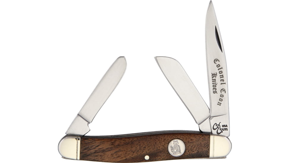 Colonel Coon Stockman Walnut Folding Knife, SS Clip, Spey, Sheepsfoot Blades, Walnut, 47 WALNUT