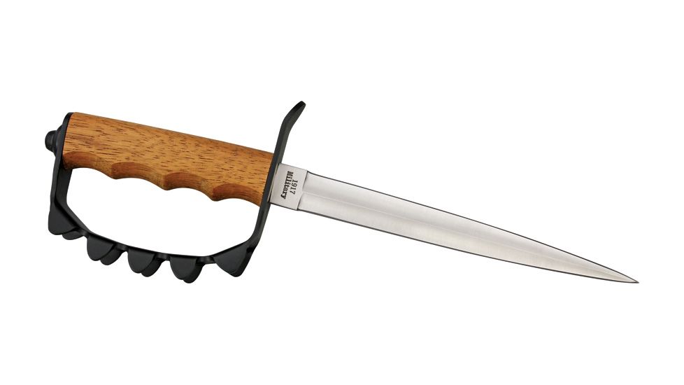 Combat Ready 1917 Trench Knife, 8in, Sharpened Double Edged Dagger, Brown Wood Handle CO039