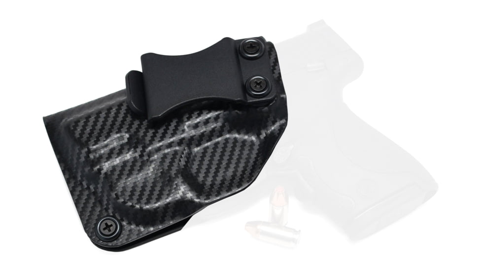Rounded IWB KYDEX Holster, S&amp;W M&amp;P SHIELD 9MM/40SW w/GREEN Crimson Trace, LG-489G, LH, Carbon Fiber Black, SWN-SHIELDCTCGRN-CF-LH-VAR
