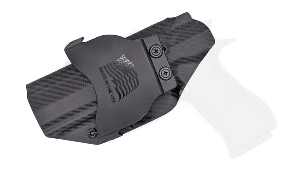 Rounded OWB KYDEX Paddle Holster, IWI Jericho 941 F9 Full, Steel Frame, RH, Carbon Fiber, JRO-941STEELFS-CF-RH-OWBPDL