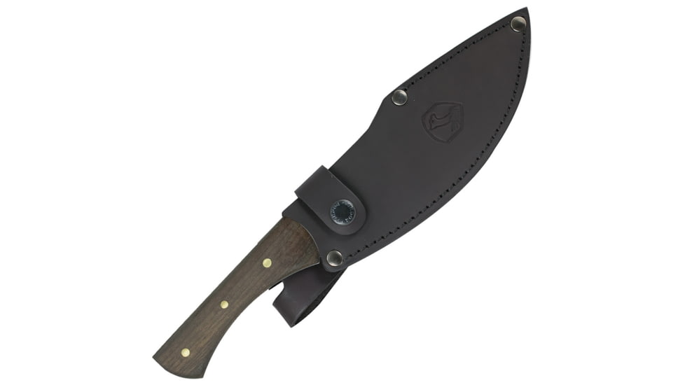 Condor Tool and Knife Knulujulu Knife, 11.5in Overall, 6.25in 440C SS Blade, Brown Wood Handle, Black Leather Sheath, CTK5003-6.6