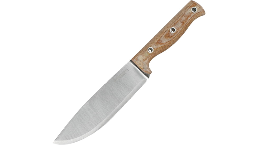 Condor Tool and Knife Low Drag Knife, 11.5in Overall, 6.5in Satin 1075Hc Steel Blade, Natural Canvas Micarta Handle, Brown Leather Sheath, CTK2814-6.5HC