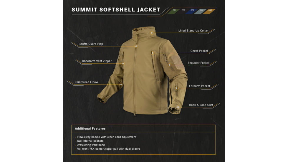Condor Outdoor Summit Softshell Jacket, Coyote Brown, 4XL, 602-498-4XL