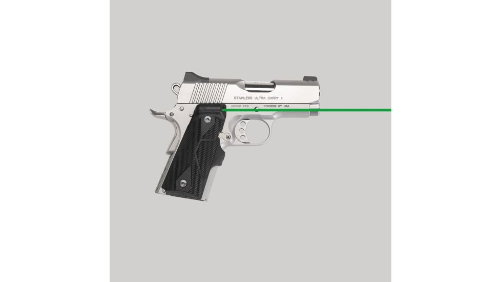 Crimson Trace Lasergrip for 1911 Officer's/Defender/Compact, Green laser, Black, LG-404G