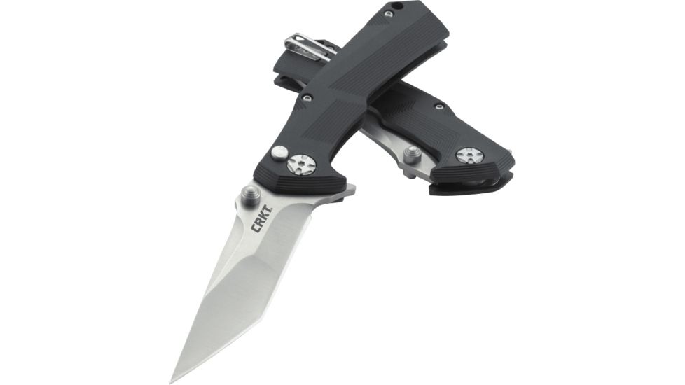 CRKT Columbia River Tighe Tac Two Tanto Flipper Button Lock Knife, 5235