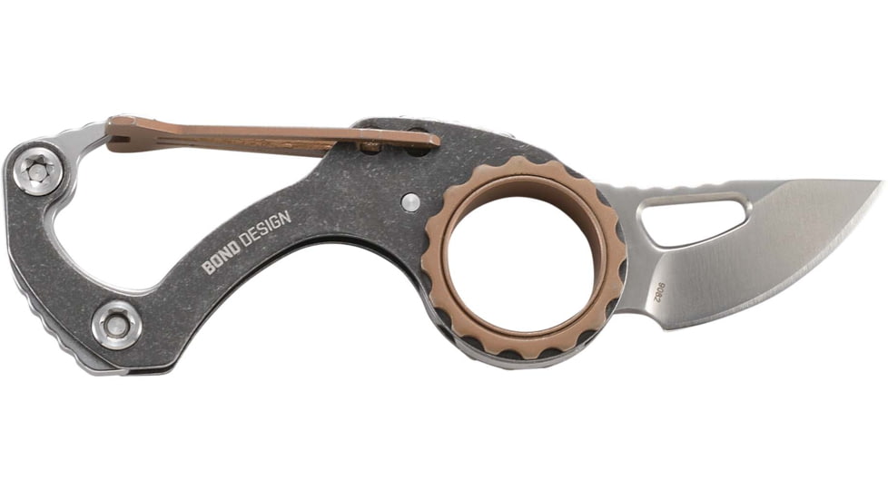 CRKT Compano Carabiner Folding Knife, 1.42in, High Carbon Stainless Steel Blade, Drop Point Blade, Stainless Steel Handle, 9082