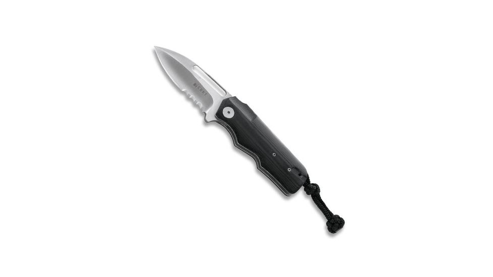 CRKT Liong Number 6 Folding Knife by Liong Mah Design w/ Serrated Satin Blade and Black Handle 6521