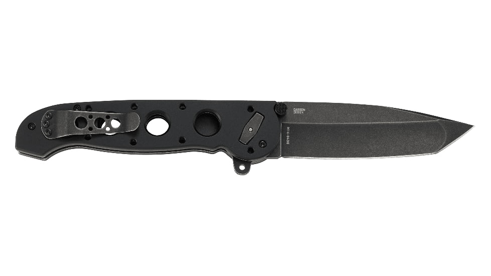 CRKT M16-04DB Assisted Opening Folding Knife, 3.89in, Stonewash D2 Steel Blade, Tanto, Black Aluminum Handle, Black, M16-04DB