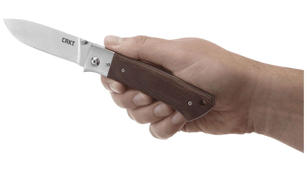 CRKT Torreya by Steve Jernigan Folding Knife,3.6in Satin Drop Point Blade,Brown Resin Infused Fiber Handle 2879