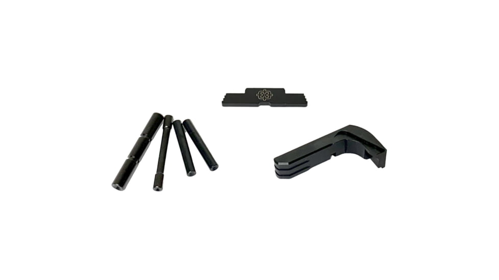 Cross Armory 3-Piece Gen 1-3 P80 Upgrade Kits w/4-Pin Set, Extended Metal Mag Catch, Extended Slide Lock, Black, Small, CRP80OKBK