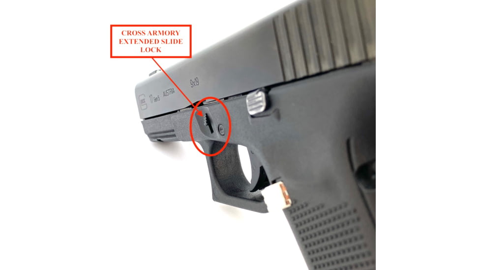 Cross Armory Extended Slide Lock for Glock Generation 1-3, Black, crGSLbk