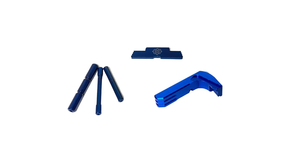 Cross Armory Glock 3-Piece Kit, 3 Pin Set, Extended Mag Catch, Extended Slide Lock, Gen 1-3, Blue, Small, CRGOKBL