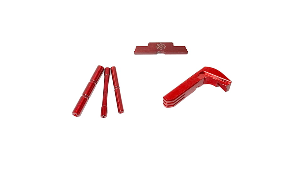 Cross Armory Glock 3-Piece Kit, 3 Pin Set, Extended Mag Catch, Extended Slide Lock, Gen 1-3, Red, CRGOKRD