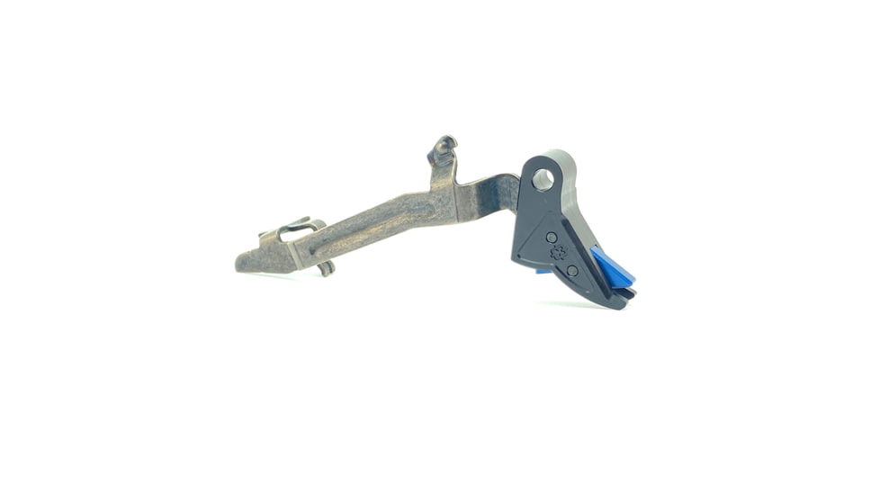 Cross Armory Glock Gen 1-3 Enhanced Flat Faced Trigger w/Bar, 9mm, Aluminum, Black/Blue, Small, crGTb-bk-bl