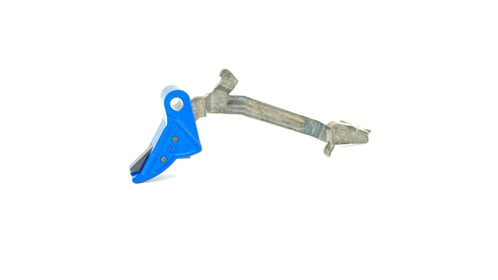 Cross Armory Glock Gen 1-3 Enhanced Flat Faced Trigger w/Bar, 9mm, Aluminum, Blue/Black, crGTb-bl-bk