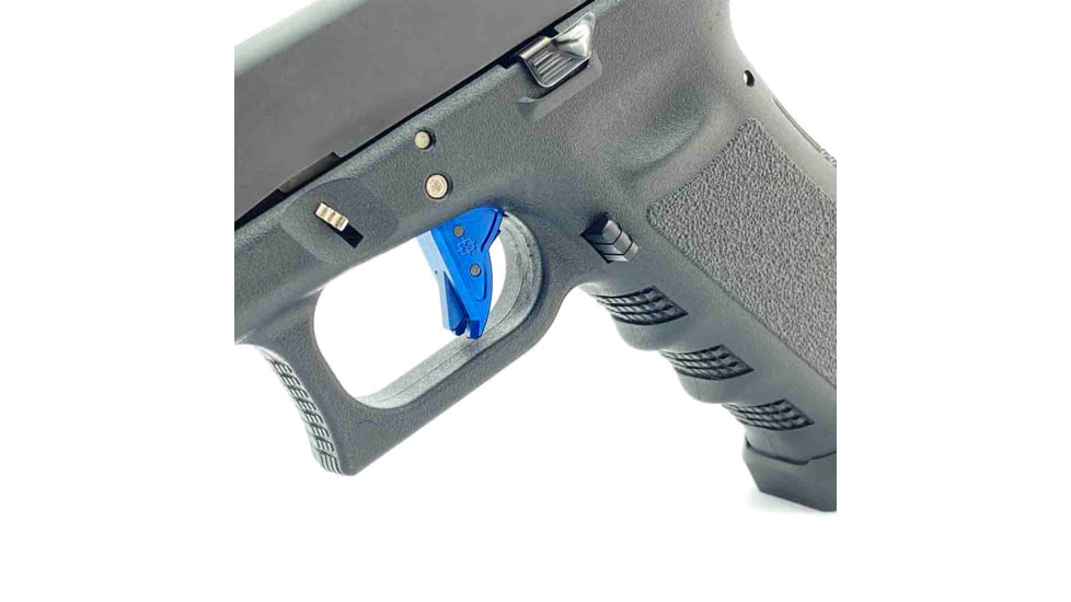 Cross Armory Glock Gen 1-3 Enhanced Flat Faced Trigger w/Bar, 9mm, Aluminum, Blue/Blue, crGTb-bl