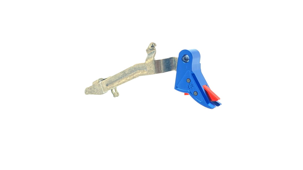 Cross Armory Glock Gen 1-3 Enhanced Flat Faced Trigger w/Bar, 9mm, Aluminum, Blue/Red, Small, crGTb-bl-rd