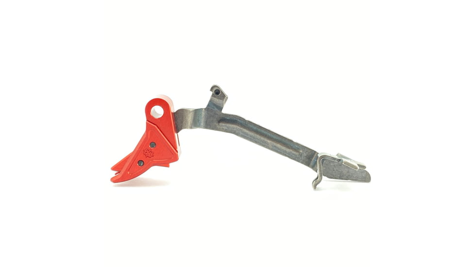 Cross Armory Glock Gen 1-3 Enhanced Flat Faced Trigger w/Bar, 9mm, Aluminum, Red/Red Safety, crGTb-rd