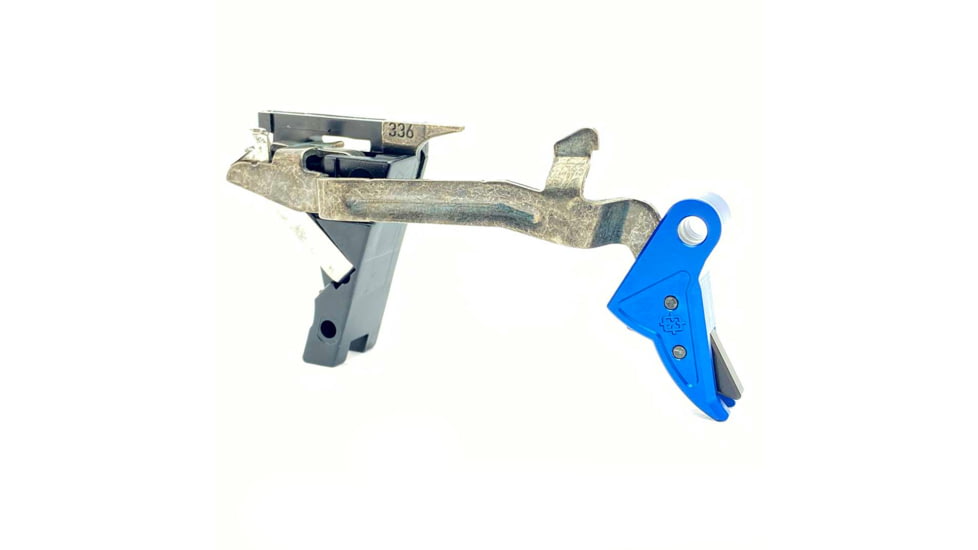 Cross Armory Glock Gen 1-3 Enhanced Flat Faced Trigger w/ Bar, Drop-in Shoe/3.5 Spring, 9mm, Aluminum/Black, Blue/Black, Small, crGTdi-bl-bk