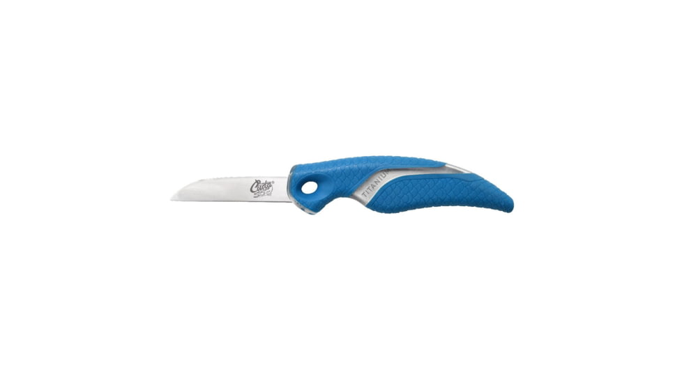 Cuda 2.5in Titanium Bonded Bait Knive, Titanium Bonded Blade, Non-Slip Cuda Scale Pattern Grips, 18834