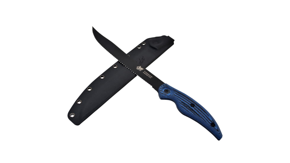 Cuda Knives Cuda 9 in Professional Ser Knife Fixed Blade Knife, 9in, Blue/Black Micarta Handle, 18129