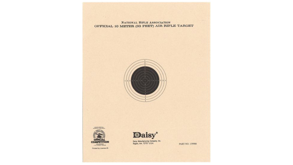 Daisy Official NRA Pellet Targets, 10 Meter, Pad of 50, 990409-610