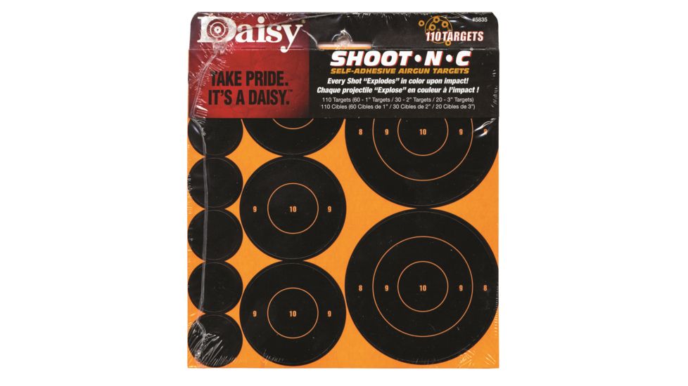Daisy Shoot-N-C Targets, 60 x 1 inch/30 x 2 inch/20 x 3 inch Stickers, 995835-772