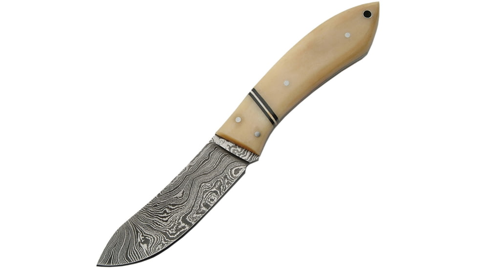 Damascus Damascus Skinner Knife, 7.5in Overall, 3.5in Damascus Steel Skinner Blade, Natural Smooth Bone, DM-1073BO