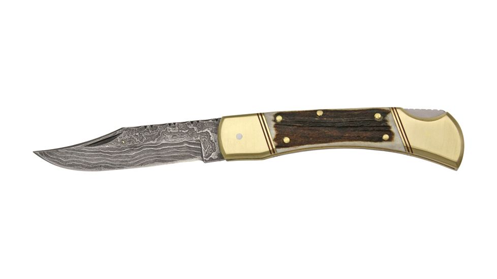 Damascus Filework Hunter Folder Knife DM1040