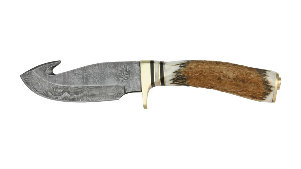 Damascus Guthook Skinner Fixed Knife DM1008