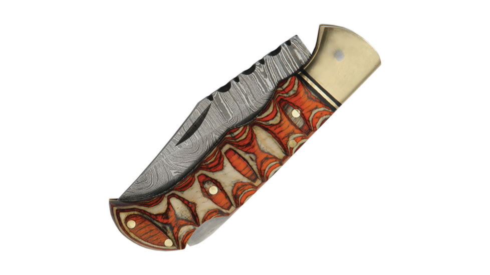 Damascus Twisted Wood Lockback