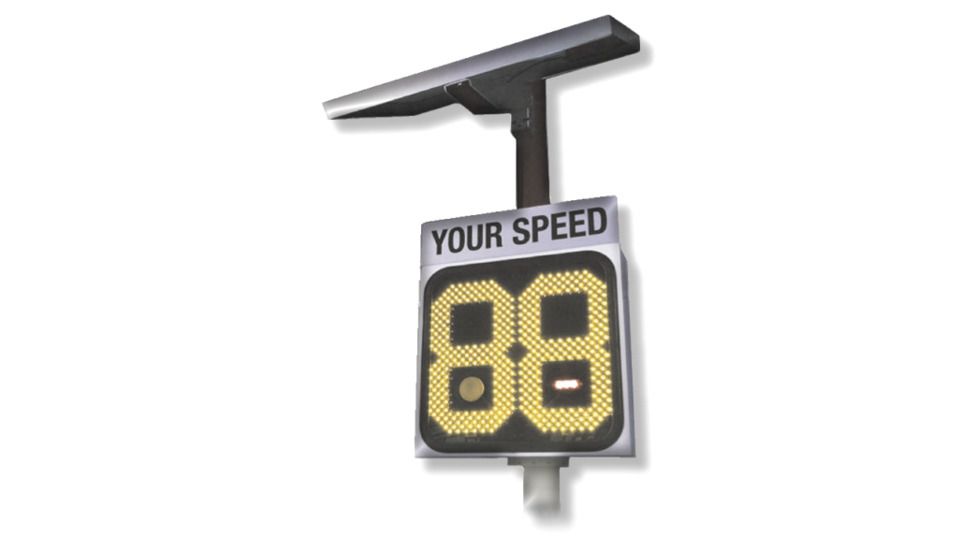 Decatur Electronics OnSite Pole Sign Solar Powered Radar, Amber, OS75MXSOLAM