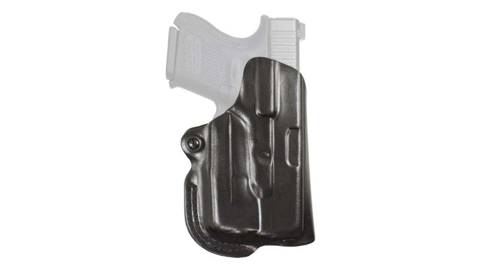 DeSantis Mini Scabbard Leather Belt Holsters - Smith &amp; Wesson, S&amp;W J Frame 2in-2 1/4in, Taurus 85 2in, Left Hand, Plain, Black, 019BB02Z0