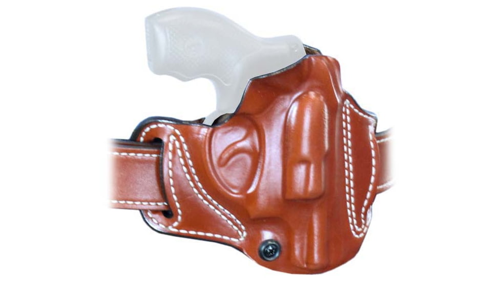 DeSantis Roscoe Cross Draw Leather Belt Holster, S&amp;W J Frame 2in, Right Hand, Plain, Black, 193BA02Z0