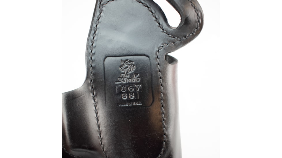 DeSantis Small of Back Leather Belt Holster, Springfield XD9/40/45, XDM 3-4in, XDM 3.8in, XD 9/40 MOD 2 4in, SIG P229R, P220R Carry, Left Hand, Plain, Black, 067BB88Z0