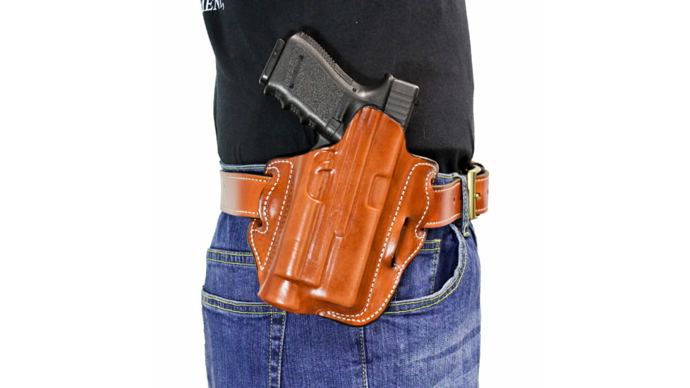 DeSantis Speed-Lite Belt Leather Holster, Glock 17, 22, 31 w/ Inforce APL, Left Hand, Plain, Tan, 132TB3JZ0