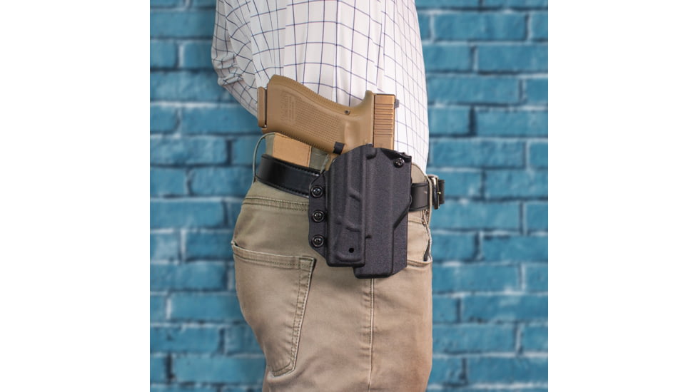 DeSantis The Quantico Undercover OWB Holster, Right Hand, Black, Glock 17, 17 Gen 5, 19, 19 Gen 5, 19X, 22, 23, 31, 32, 45, w/ Red Dot Sights &amp; w/ or w/o Streamlight Tlr-7/7A &amp; Similar Sized Lights, 218KA6VZ0