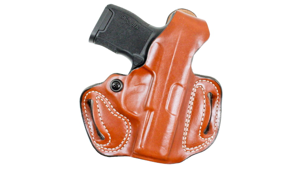 DeSantis Thumb Break Mini Slide OWB Belt Holster, Leather, RM1C, Right Hand, Plain, Tan, RM1C, 085TA1ZZ0