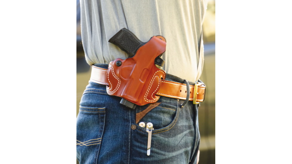 DeSantis Thumb Break Mini Slide OWB Holster, Sig Sauer P365 With Red Dot, Left, Tan, 085TB9YZ0