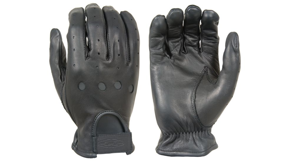 Damascus D22 Leather Driving Gloves Full-Finger Unlined, Medium, Black