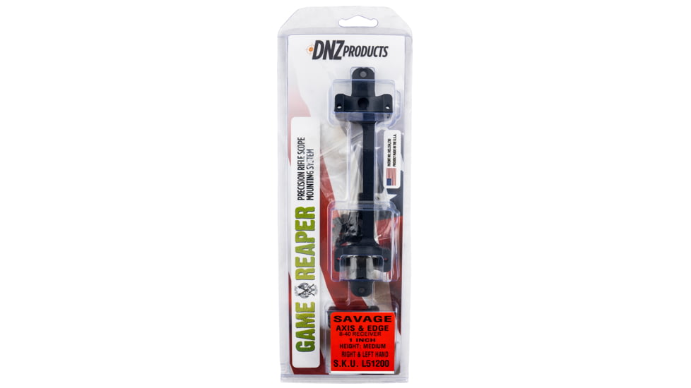USED DNZ Products Game Reaper Scope Mount/Ring Combo Savage Axis/Edge w/8-40 Screw Holes, 1in Tube, Medium, Matte Black, L51200, EDEMO3, Used, Condition Like New, Inspect and Rebox