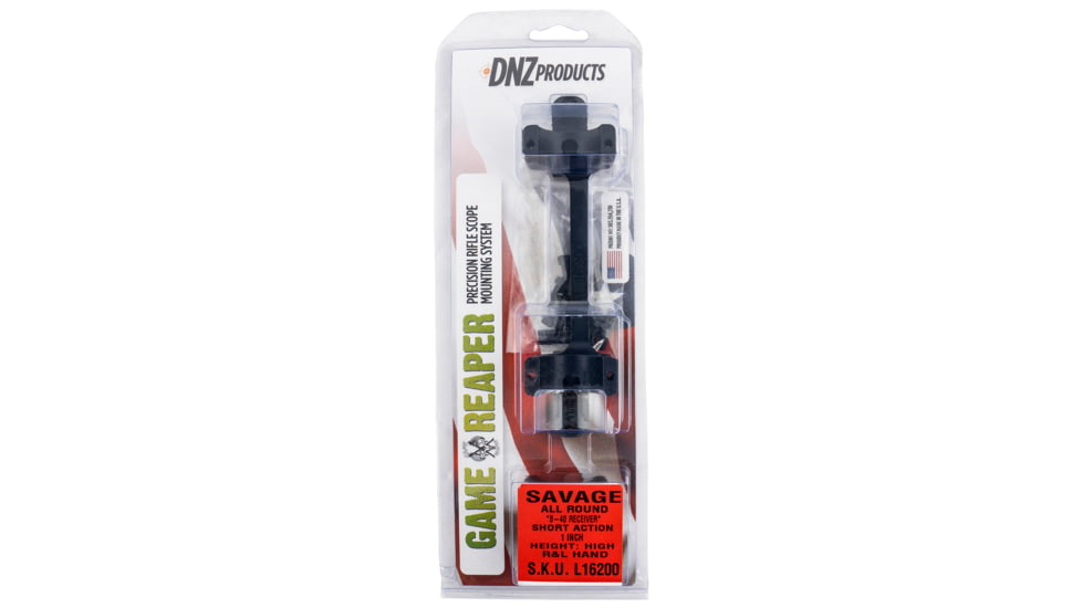 DNZ Game Reaper Scope Mount/Ring Combo Matte Black Savage Round Receiver W/8-40 L16200