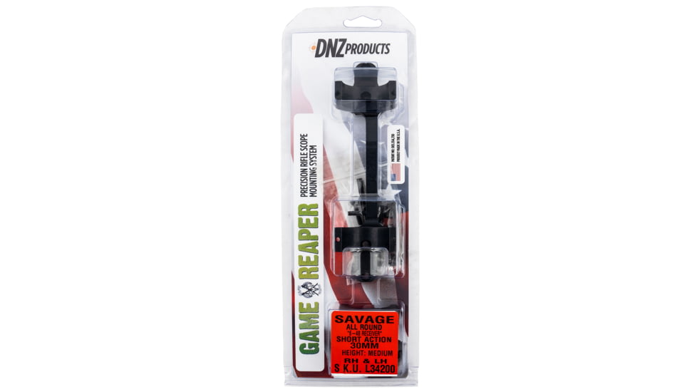 DNZ Game Reaper Scope Mount/Ring Combo Matte Black Savage Round Receiver W/8-40 L34200