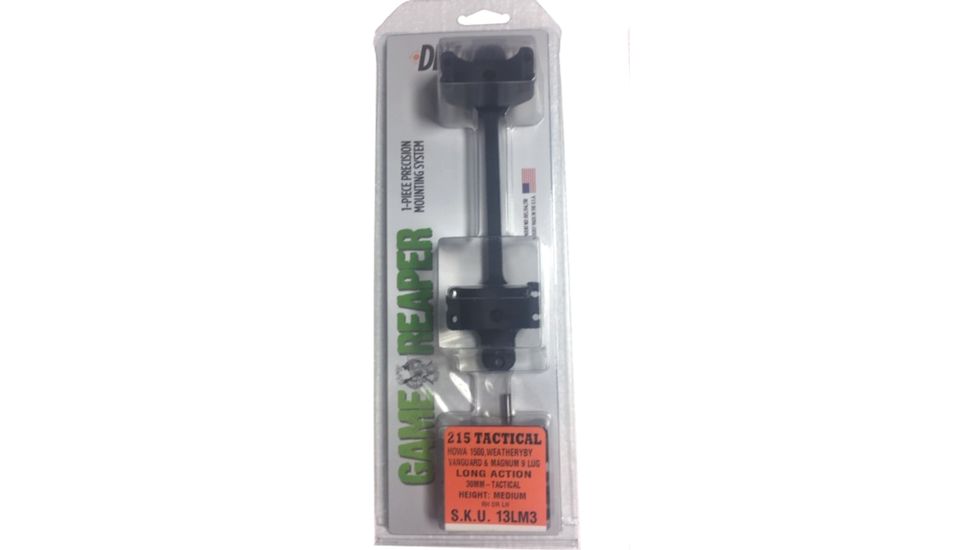 DNZ Products 215 Tactical Scope Mount - Howa 1500, Weatherby Mark V Magnum 9 Lug, Weatherby Vanguard, Long Action, Medium Ring, 0 MOA, 30 mm Tube, Black Matte, 13LM3