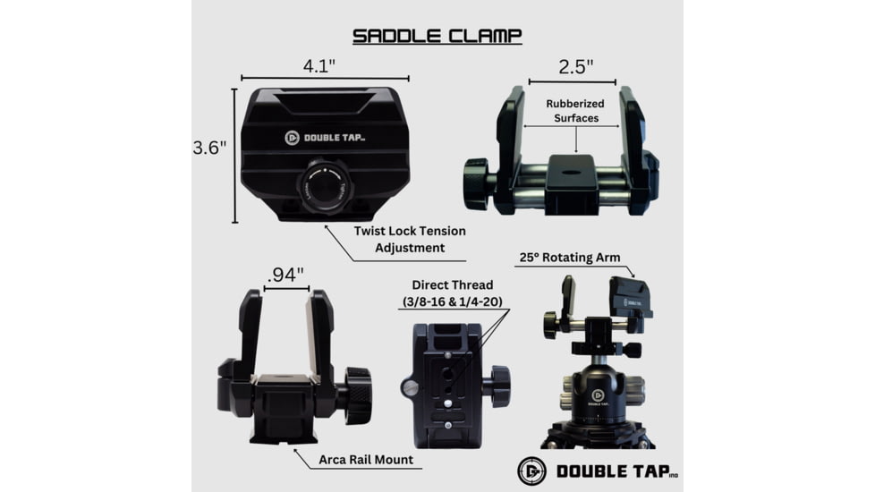 Double Tap Industries Stronghold Tripod Saddle Clamp, Black, TRI-S